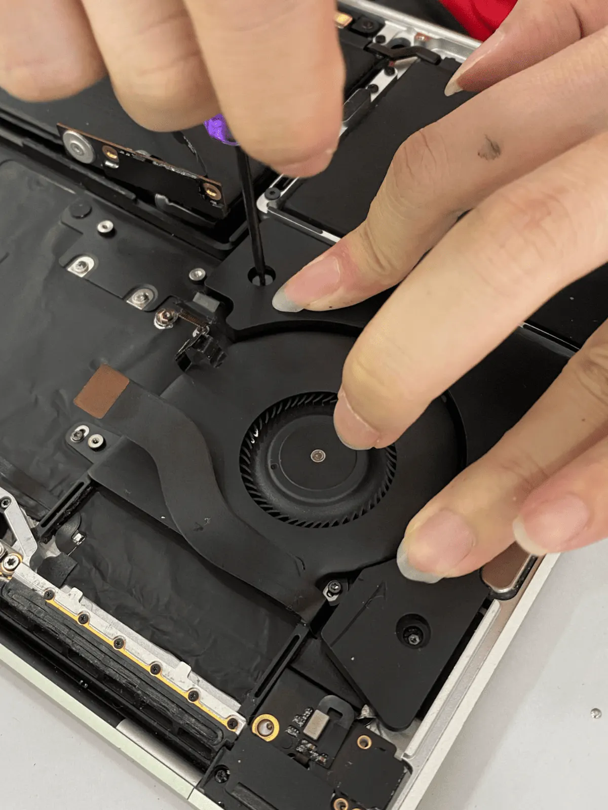 Cooling assembly removed during a full strip-down
